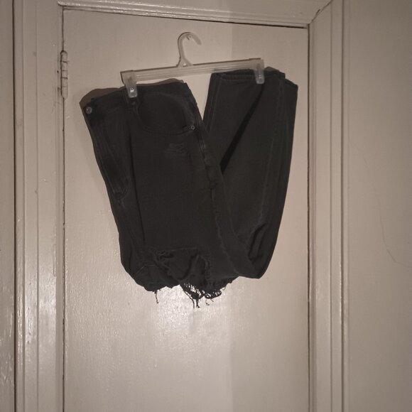 American Eagle Outfitters Mom Jean Black Distressed Size 24 Regular - Picture 4 of 9